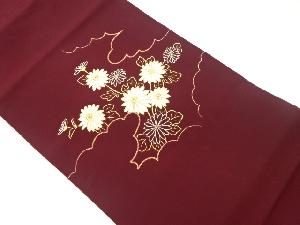 塩瀬金駒刺繍雲に菊模様名古屋帯